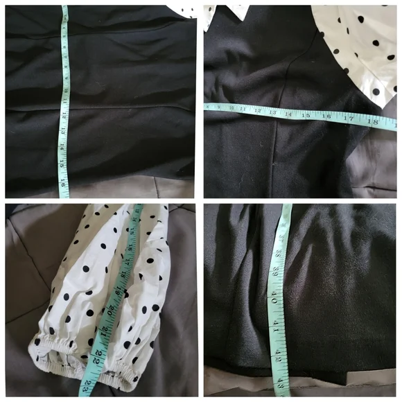 New York & Co | Black/White Polka Dot Puff Sleeve Midi Sheath Dress (SIZE M) - Picture 11 of 13
